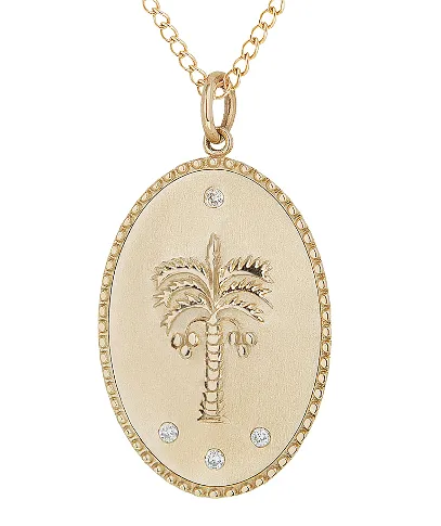 10K Yellow 25mm Date Palm Pendant Unique Idea