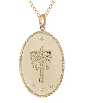 10K Yellow 25mm Date Palm Pendant Unique Idea