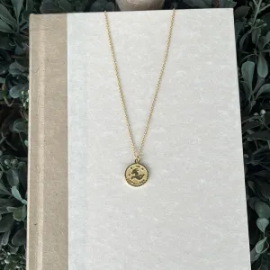 14k Horoscope Disc Necklace, CAPRICORN red carpet