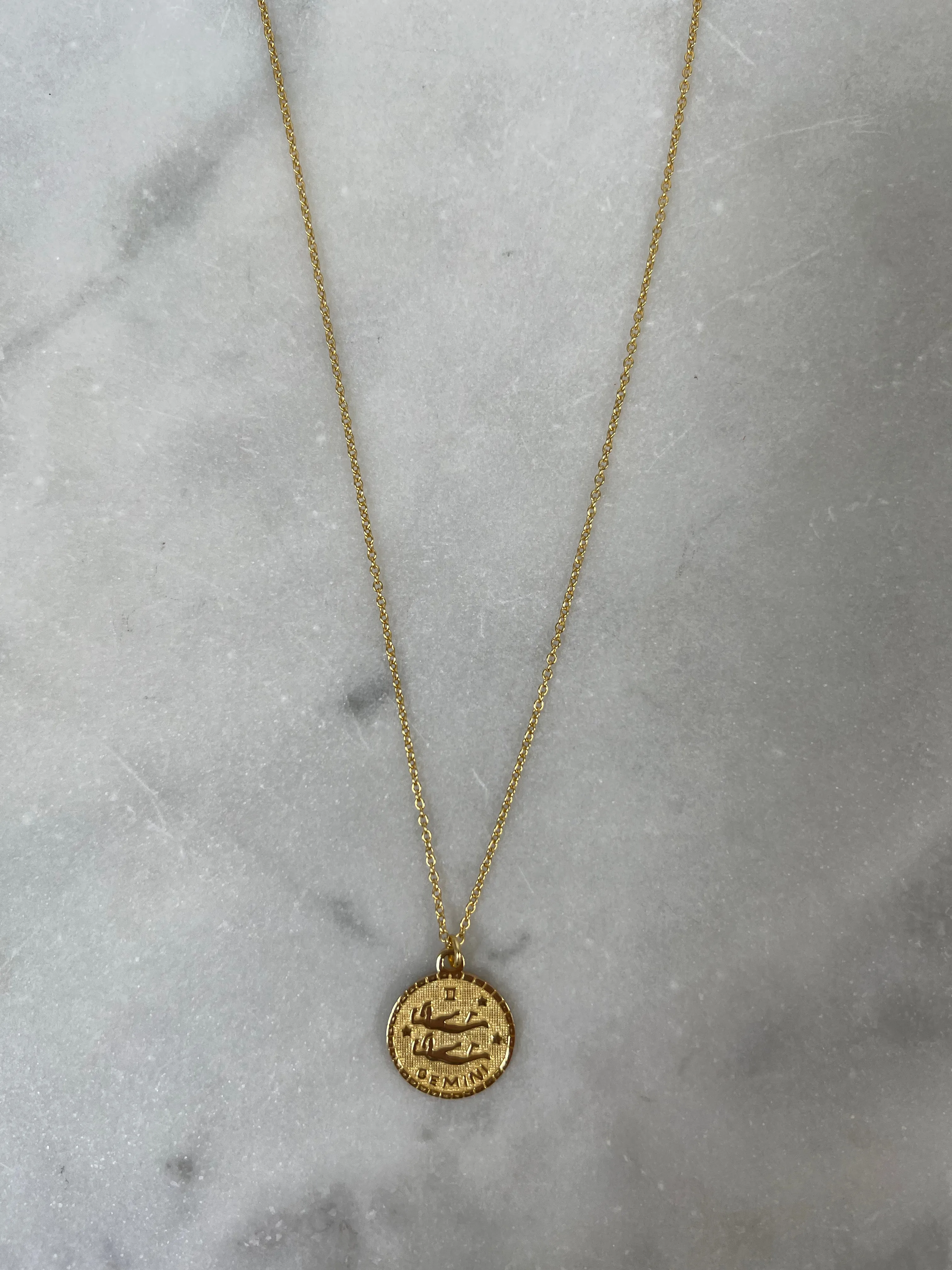 14k Horoscope Disc Necklace, GEMINI Free Combination