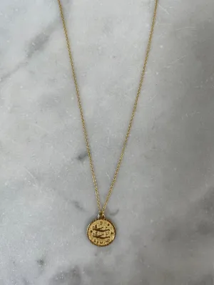 14k Horoscope Disc Necklace, GEMINI wfh style