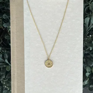 14k Horoscope Disc Necklace, SCORPIO crystal boost