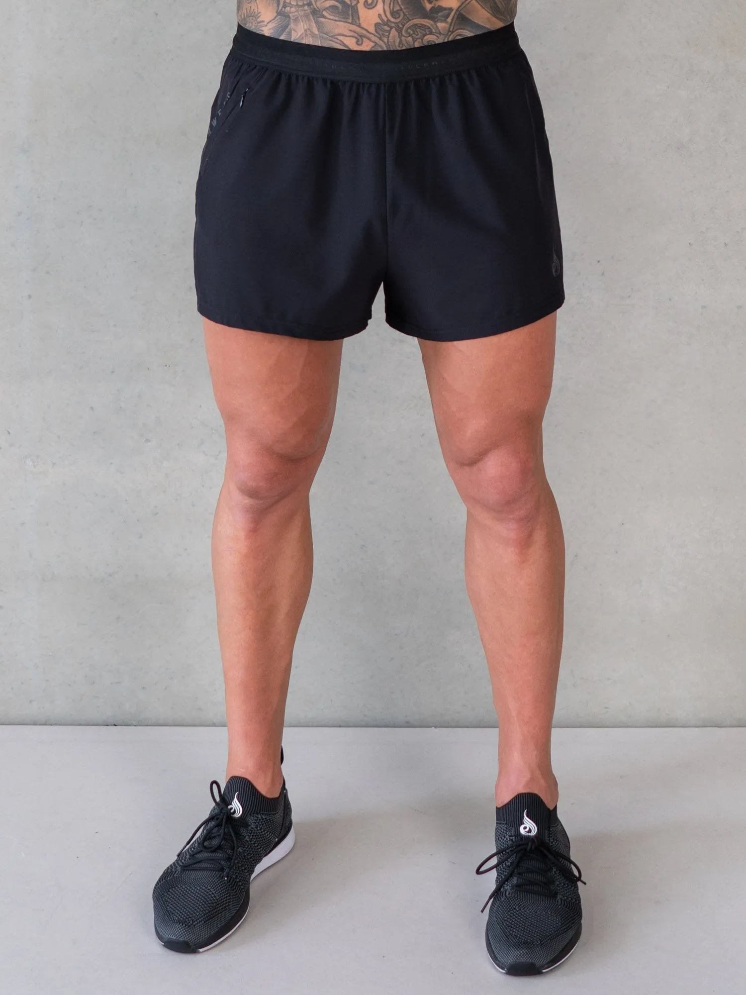 3" Training Shorts - Black elastic waist