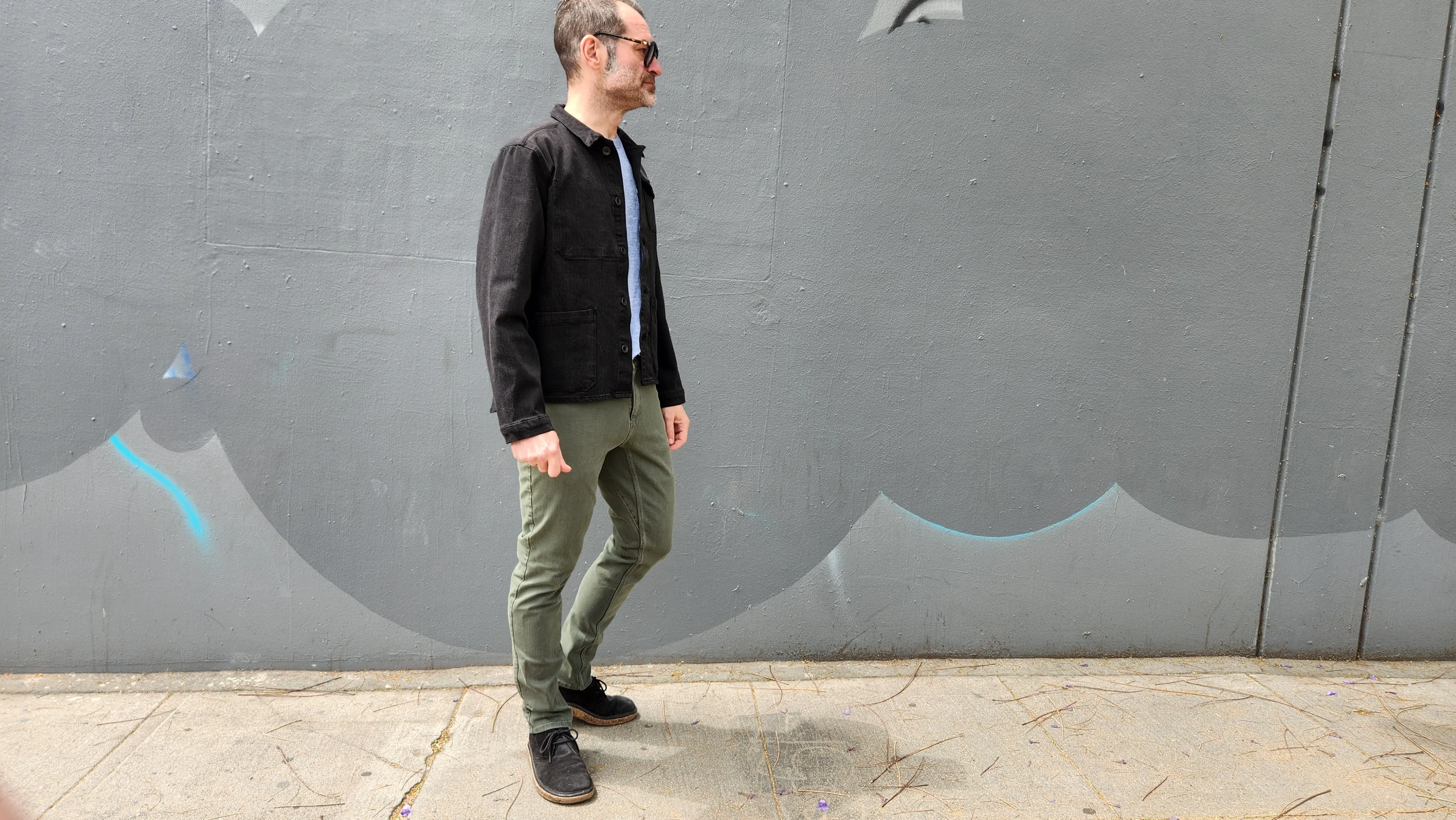 4-way stretch ARMY GREEN overdye CORDURA skinny jeans body contouring