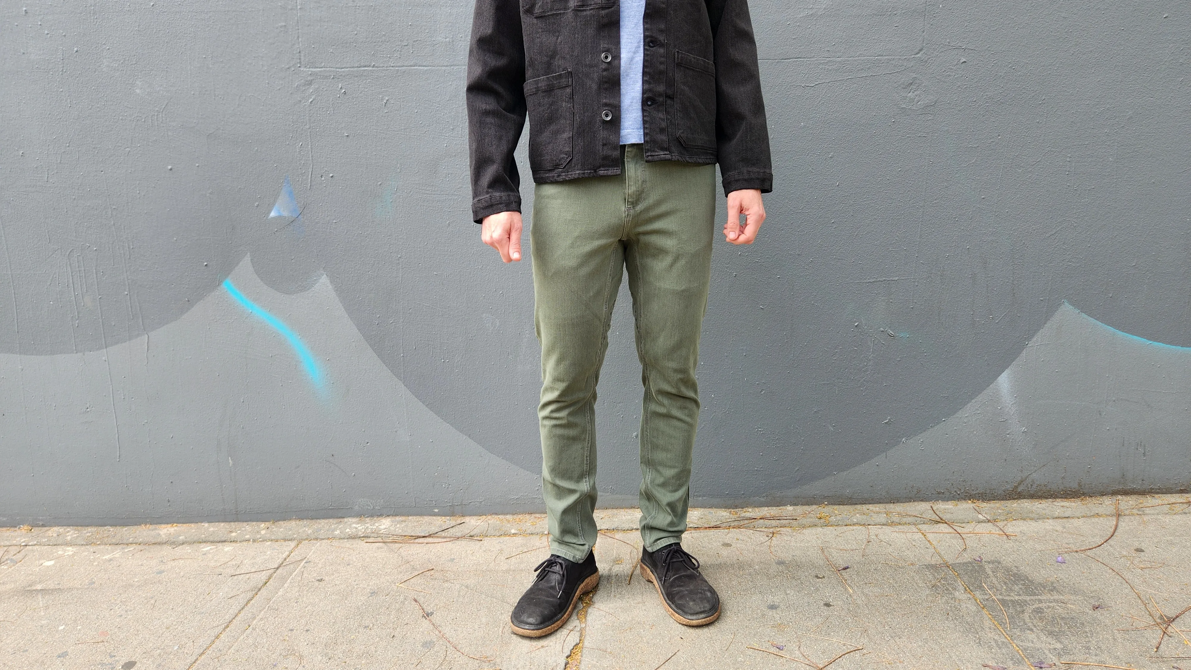 4-way stretch ARMY GREEN overdye CORDURA skinny jeans iconic fashion