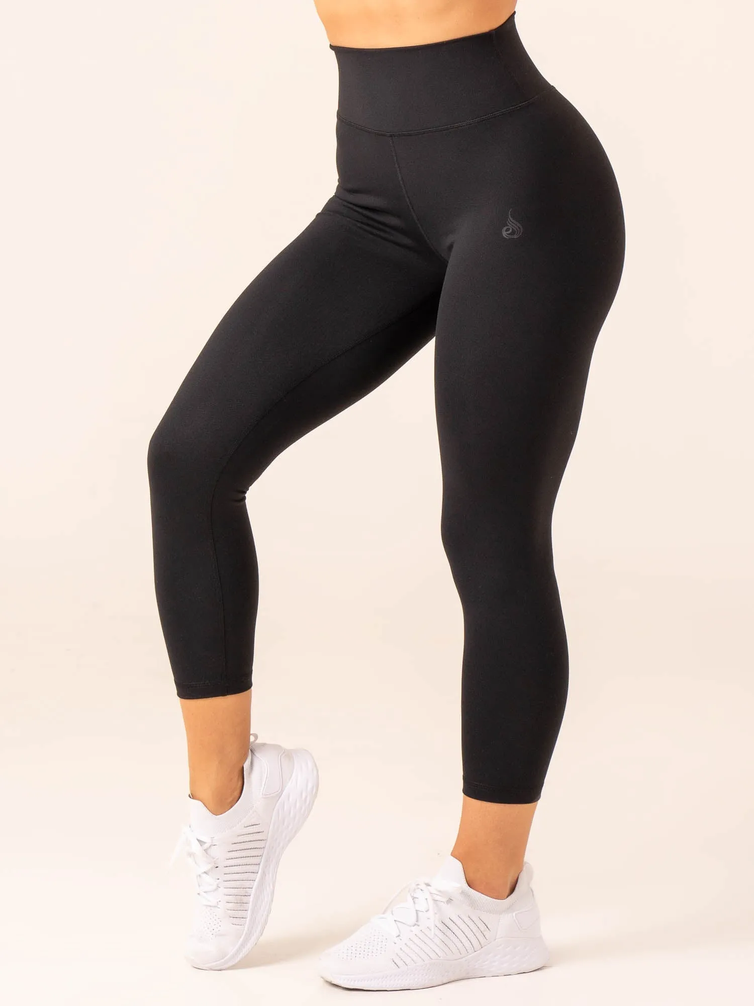 7/8 High Waisted Leggings - Black Breathable mesh