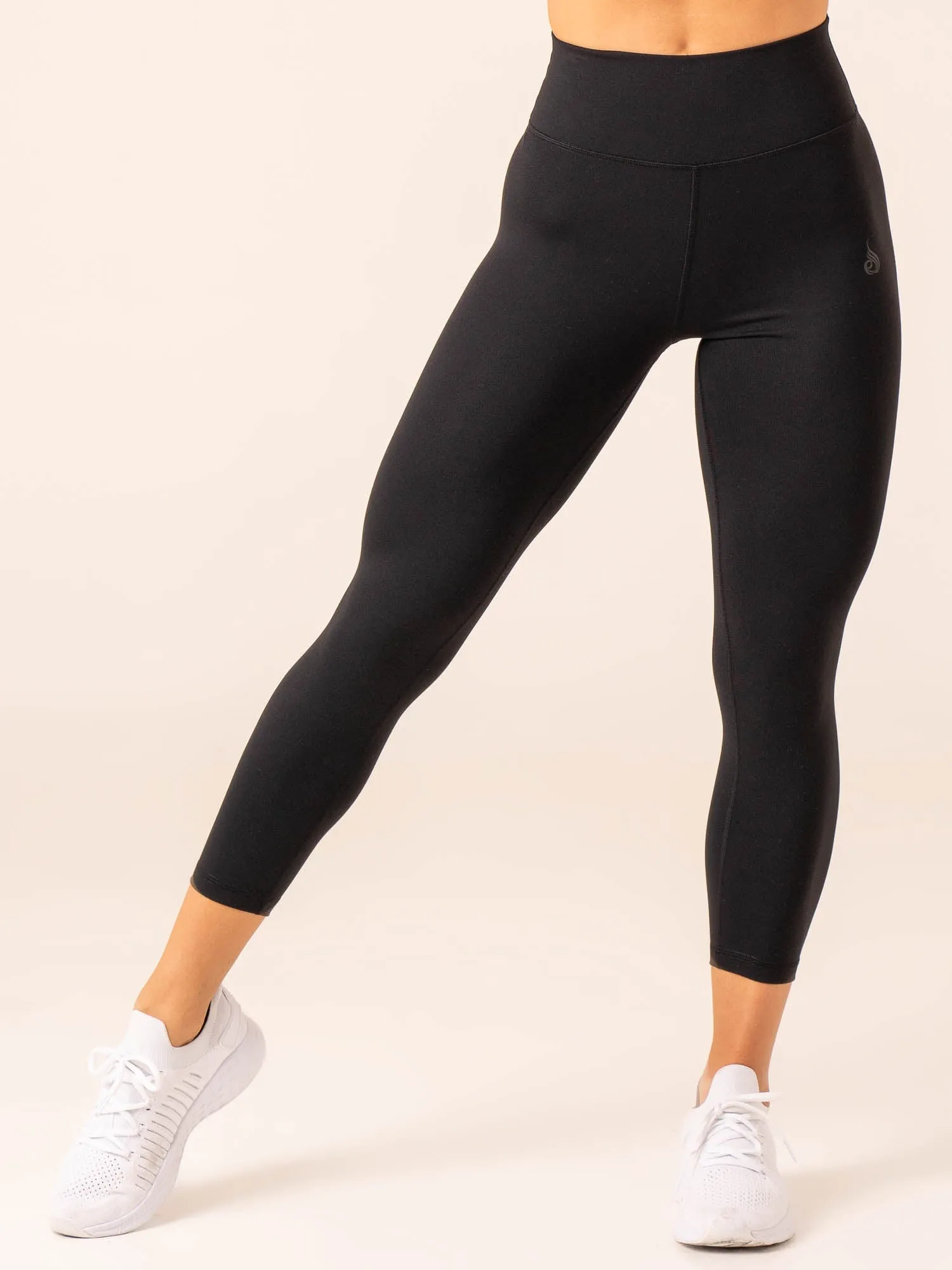 7/8 High Waisted Leggings - Black Comfort fabric