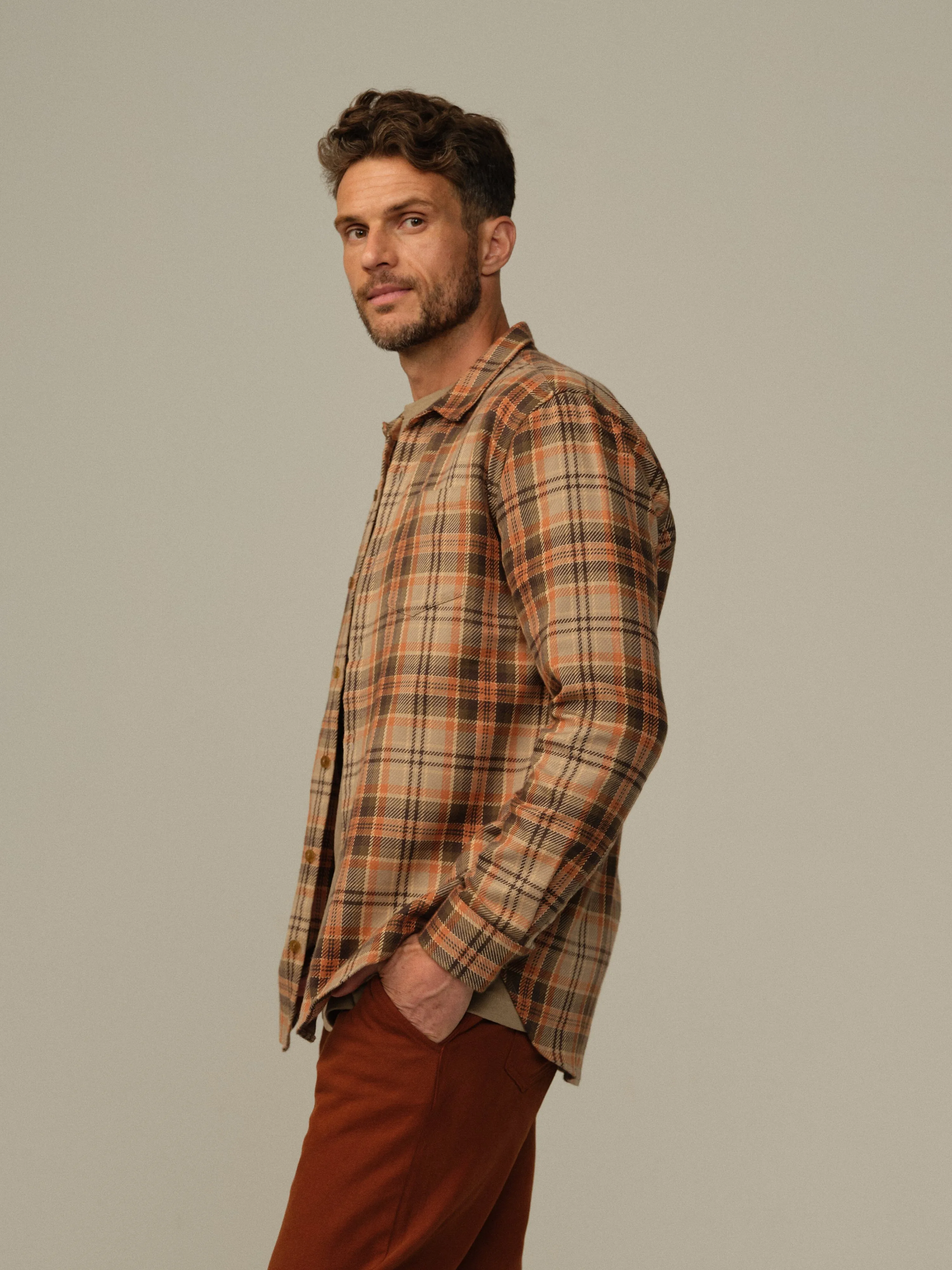 Accord Organic Cotton Dobby Flannel Shirt - Final Sale Elastic design