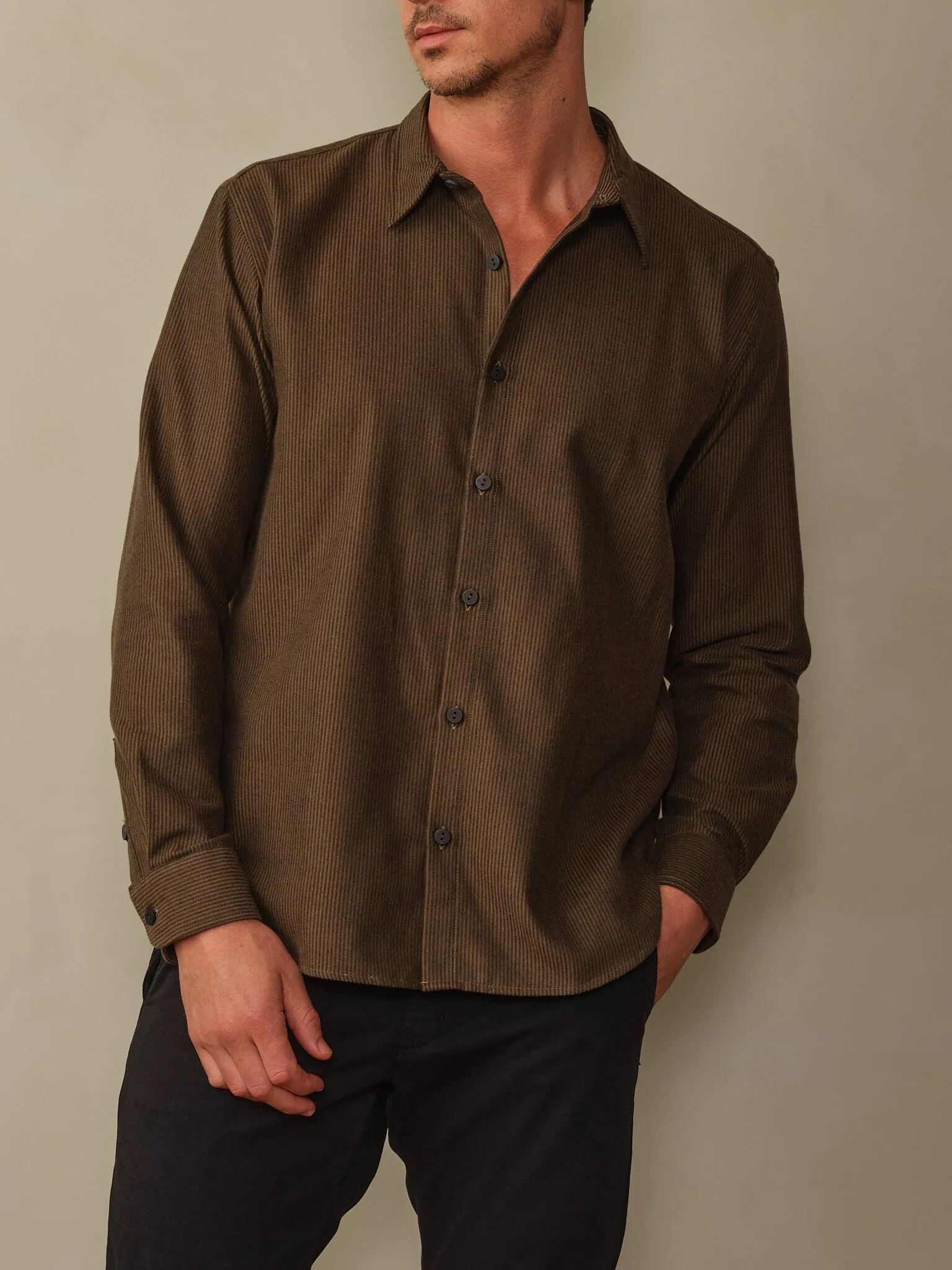 Accord Organic Cotton Striped Flannel Shirt - Final Sale Elegant style