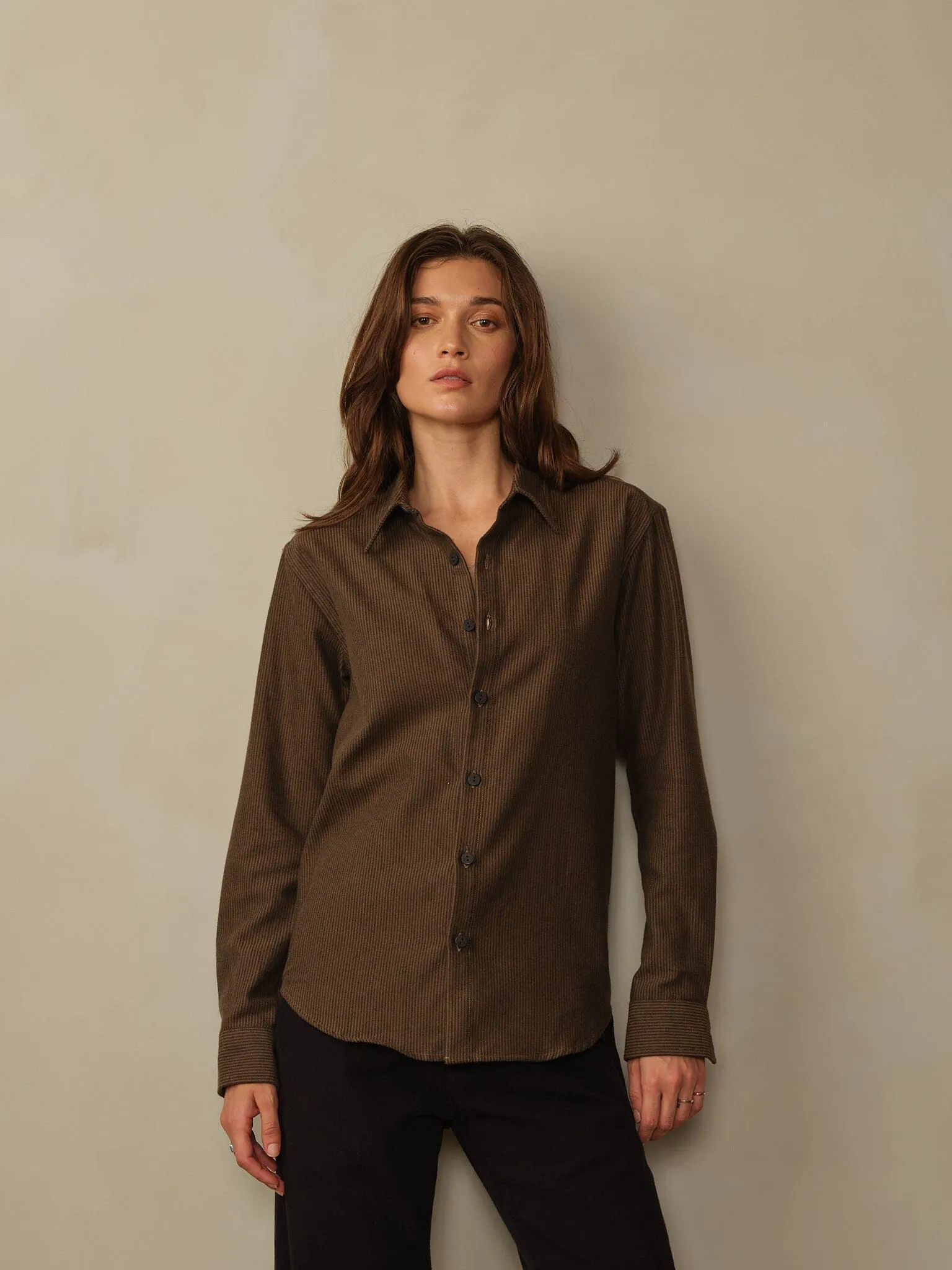 Accord Organic Cotton Striped Flannel Shirt - Final Sale Functional design