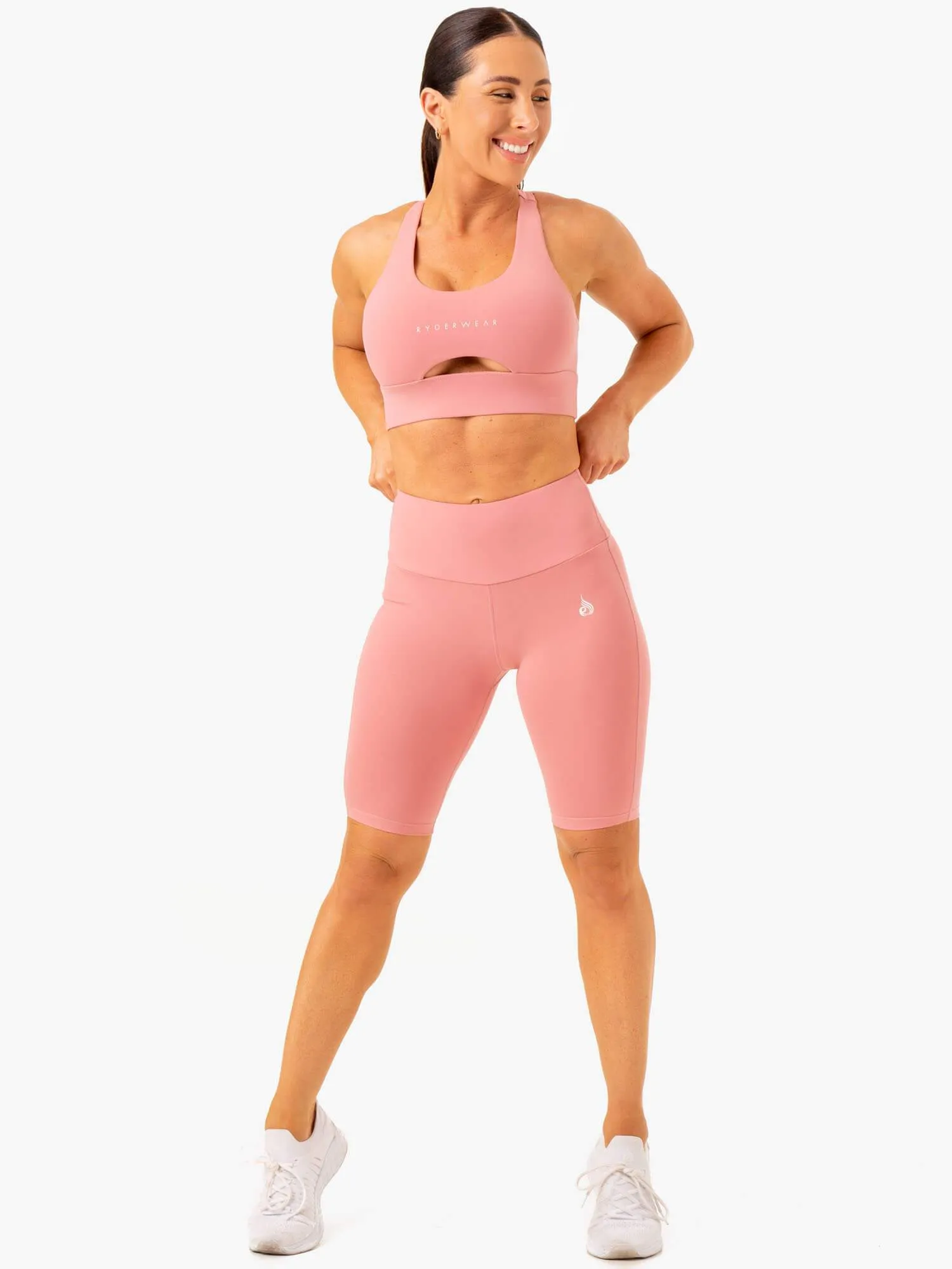 Action Bike Short - Blush Pink gym shorts style