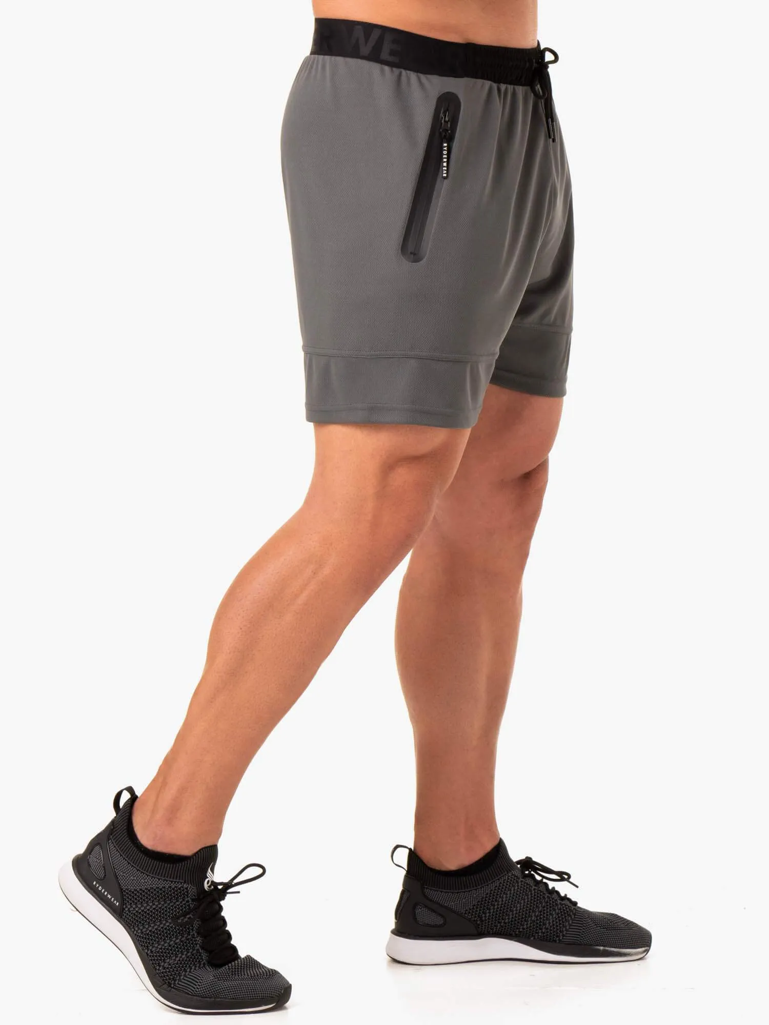 Action Mesh Short - Charcoal breathable fabric