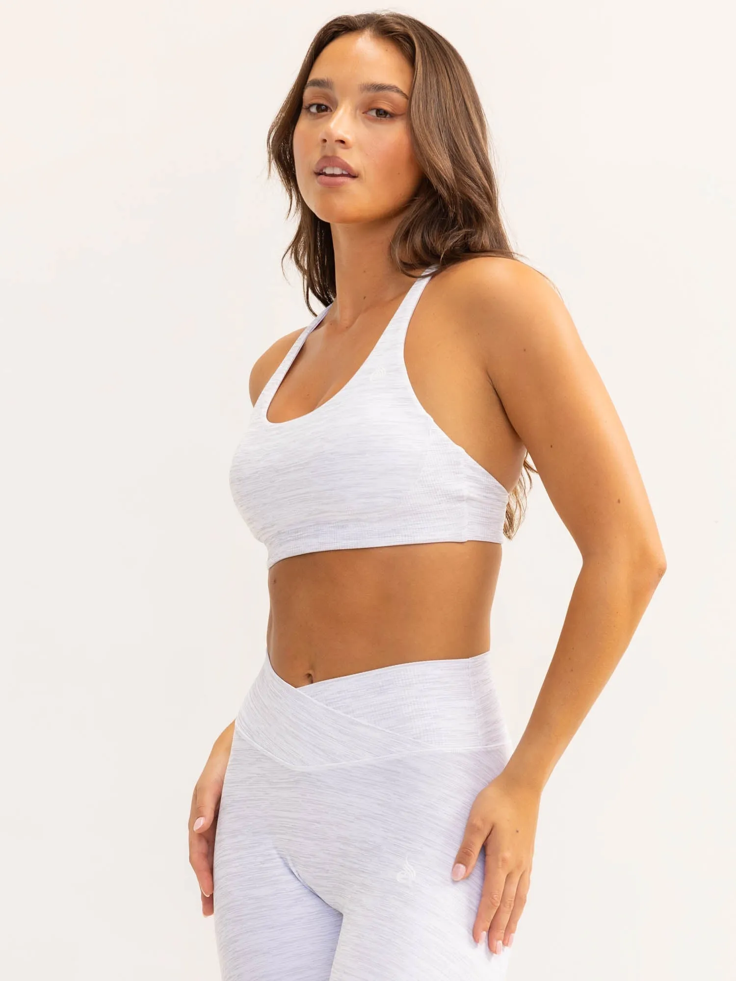 Activate Scoop Neck Sports Bra - Snow Grey Marl Shock Absorbing
