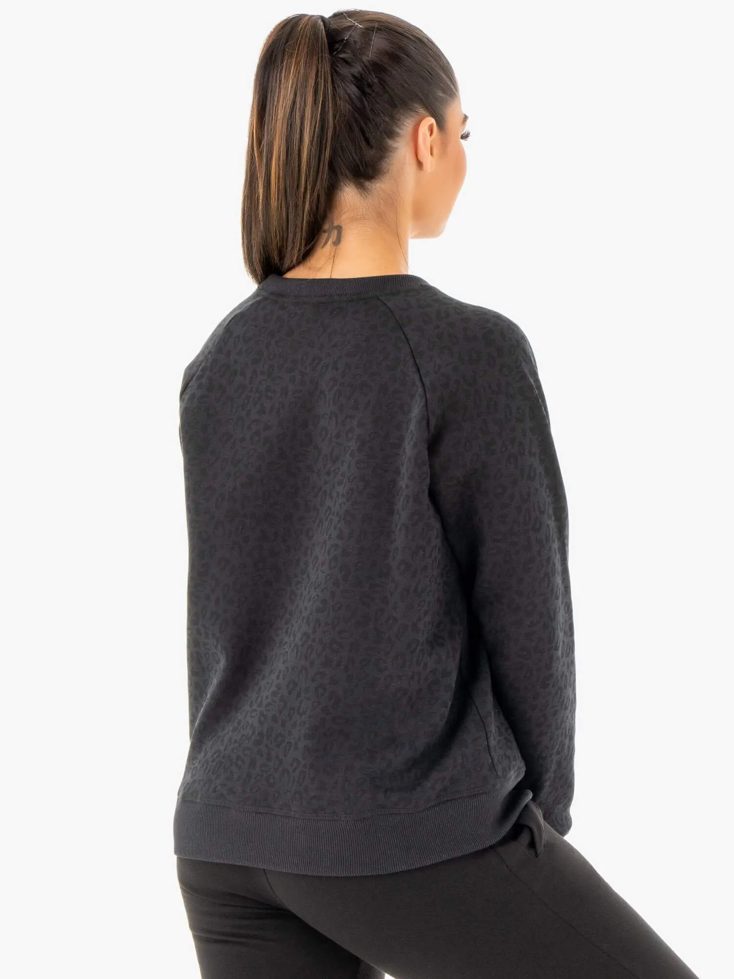Adapt Boyfriend Sweater - Black Leopard simple design