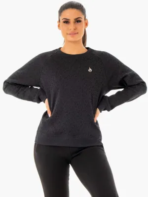 Adapt Boyfriend Sweater - Black Leopard Breathable Fabric