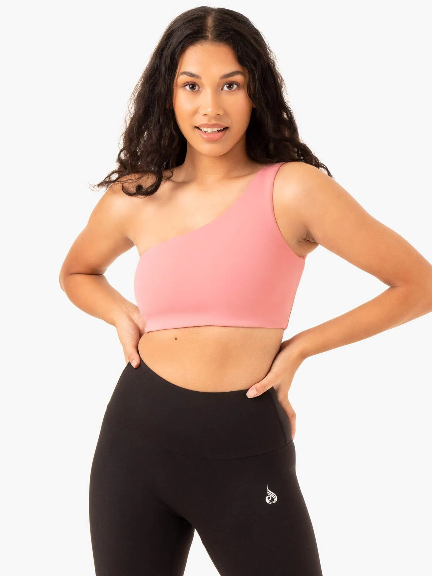 Adapt One Shoulder Sports Bra - Blush Pink Curve Enhance