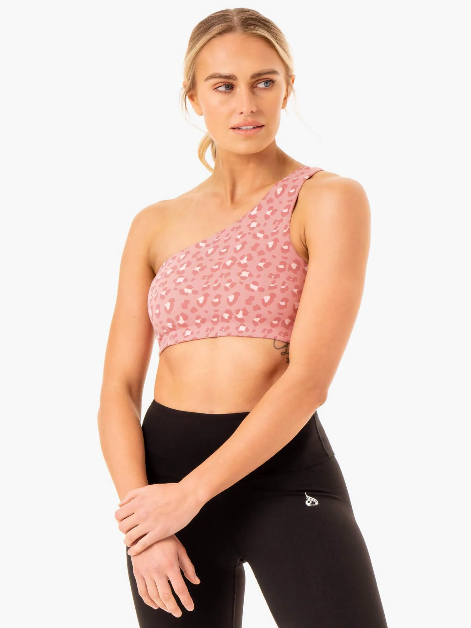 Adapt One Shoulder Sports Bra - Pink Leopard All Day Wear