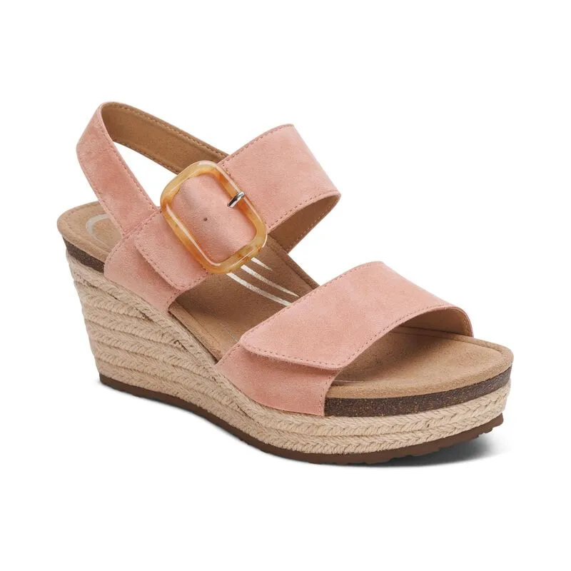 Aetrex Women's Ashley Espadrille Wedge Rose Summer Mood