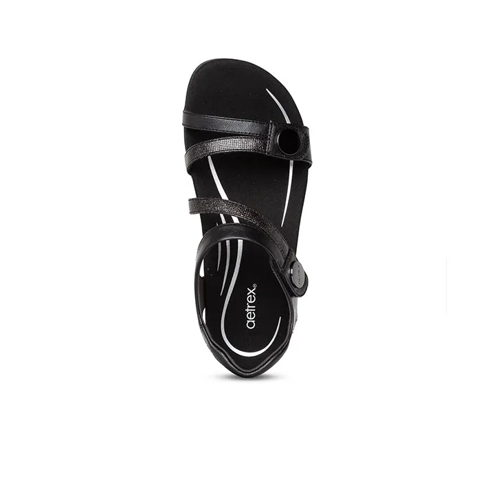 Aetrex Women's Jess Black Breezy Steps