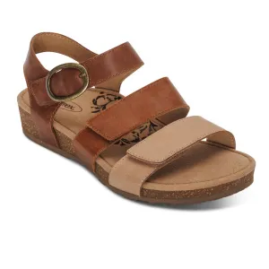 Aetrex Women's Lilly Adjustable Quarter Strap Sandal Walnut baby stroll