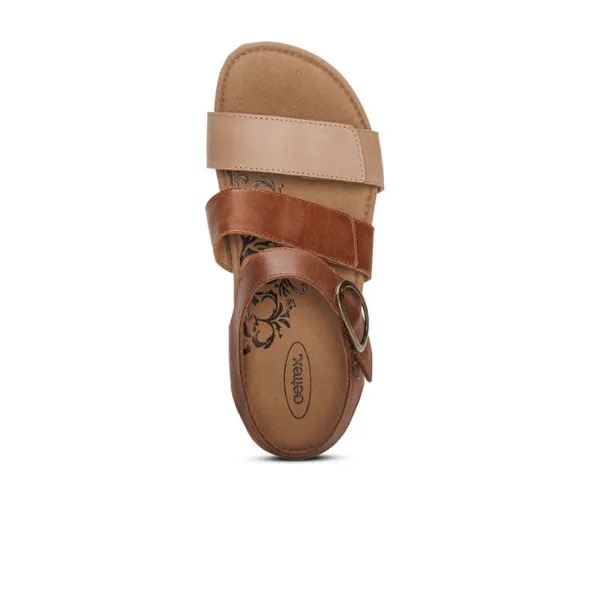 Aetrex Women's Lilly Adjustable Quarter Strap Sandal Walnut season free