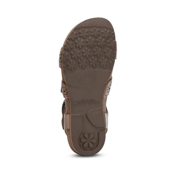 Aetrex Women's Lilly Cutout Taupe Carefree Feet