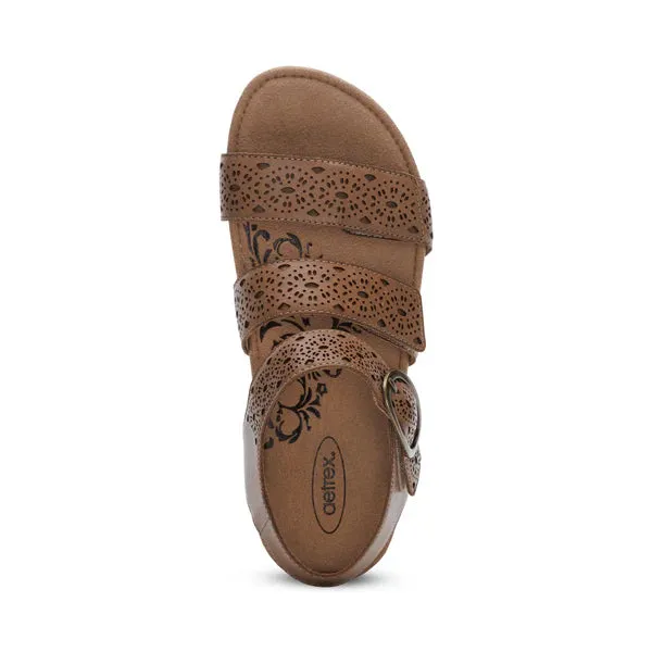 Aetrex Women's Lilly Cutout Taupe Vacation Mode