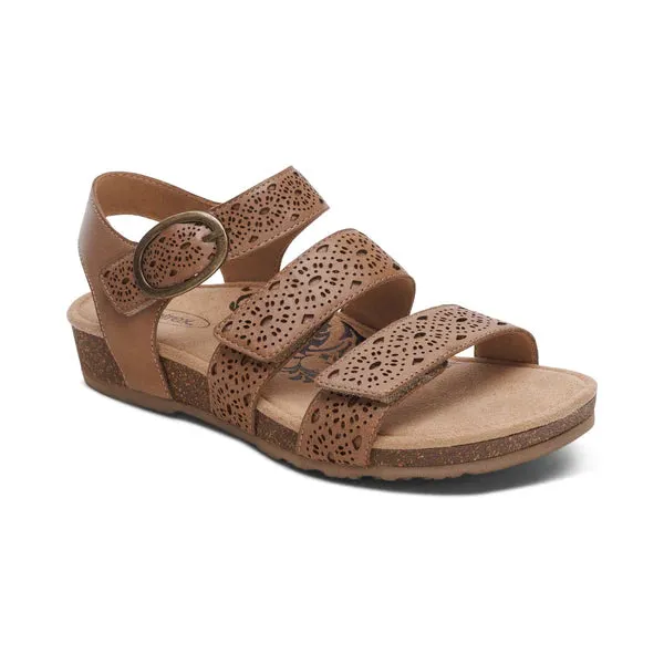 Aetrex Women's Lilly Cutout Taupe smooth flex