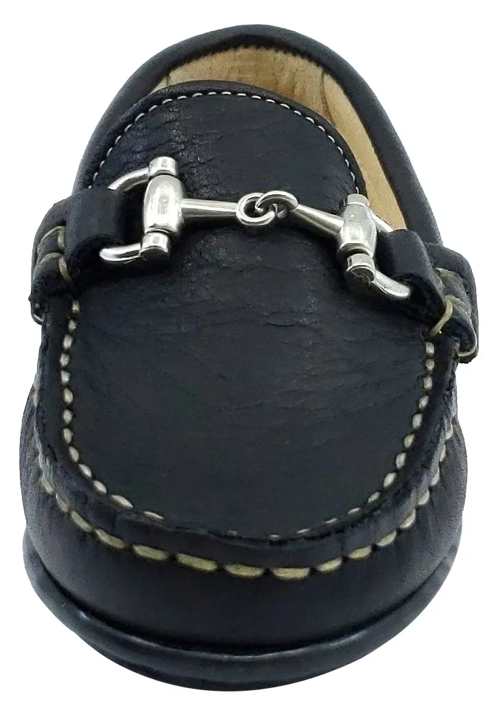 Andanines Boy's Chain Loafers, Black Leather and Black Outsole hybrid wear