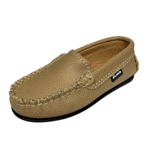 Atlanta Mocassin Boy's & Girl's Originals 015 Plain Vamp Loafers - Beige Little Grainy modern touch