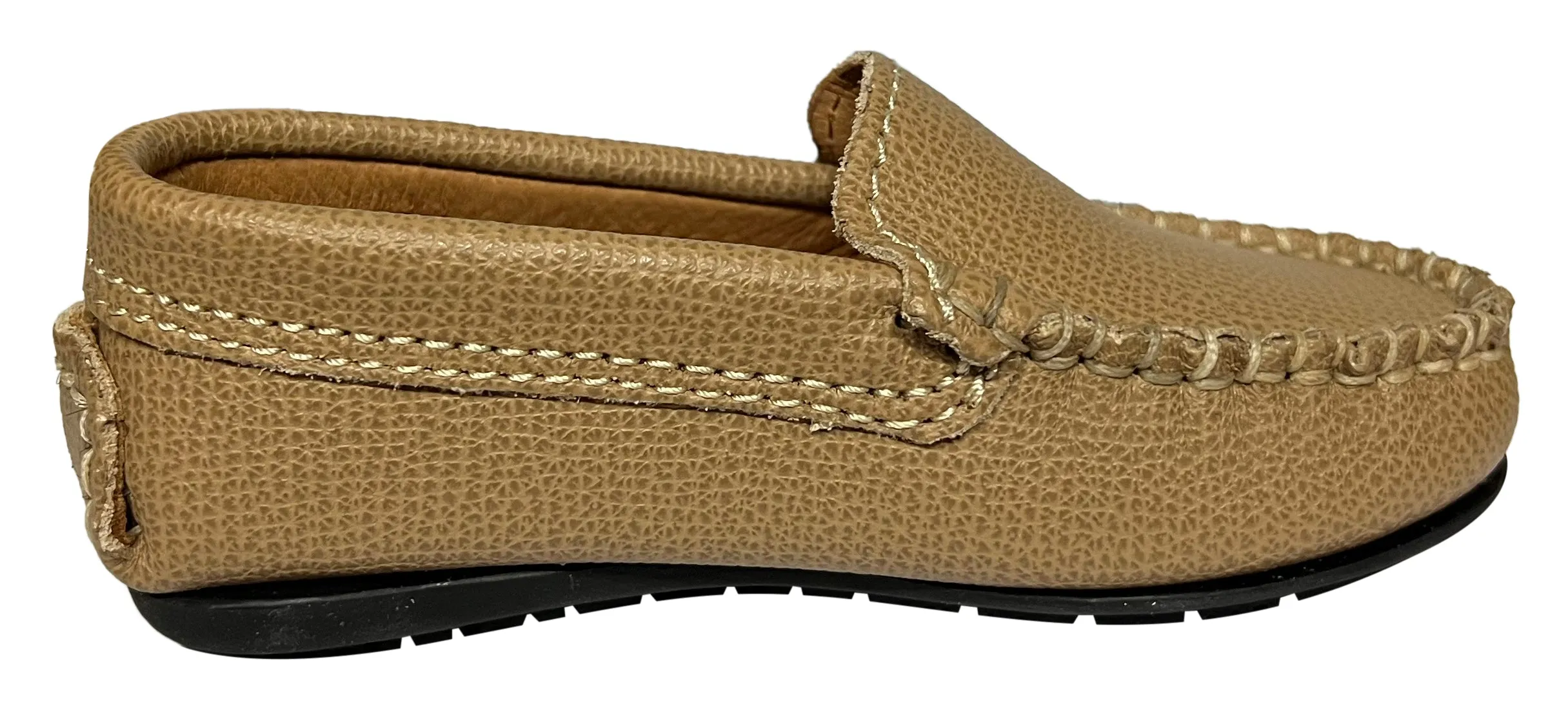 Atlanta Mocassin Boy's & Girl's Originals 015 Plain Vamp Loafers - Beige Little Grainy comfort tone