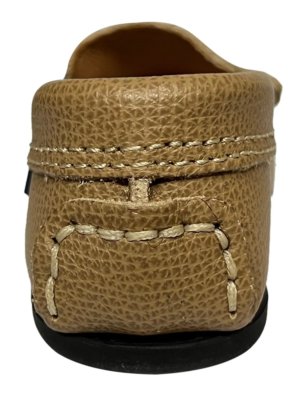 Atlanta Mocassin Boy's & Girl's Originals 015 Plain Vamp Loafers - Beige Little Grainy look sharp