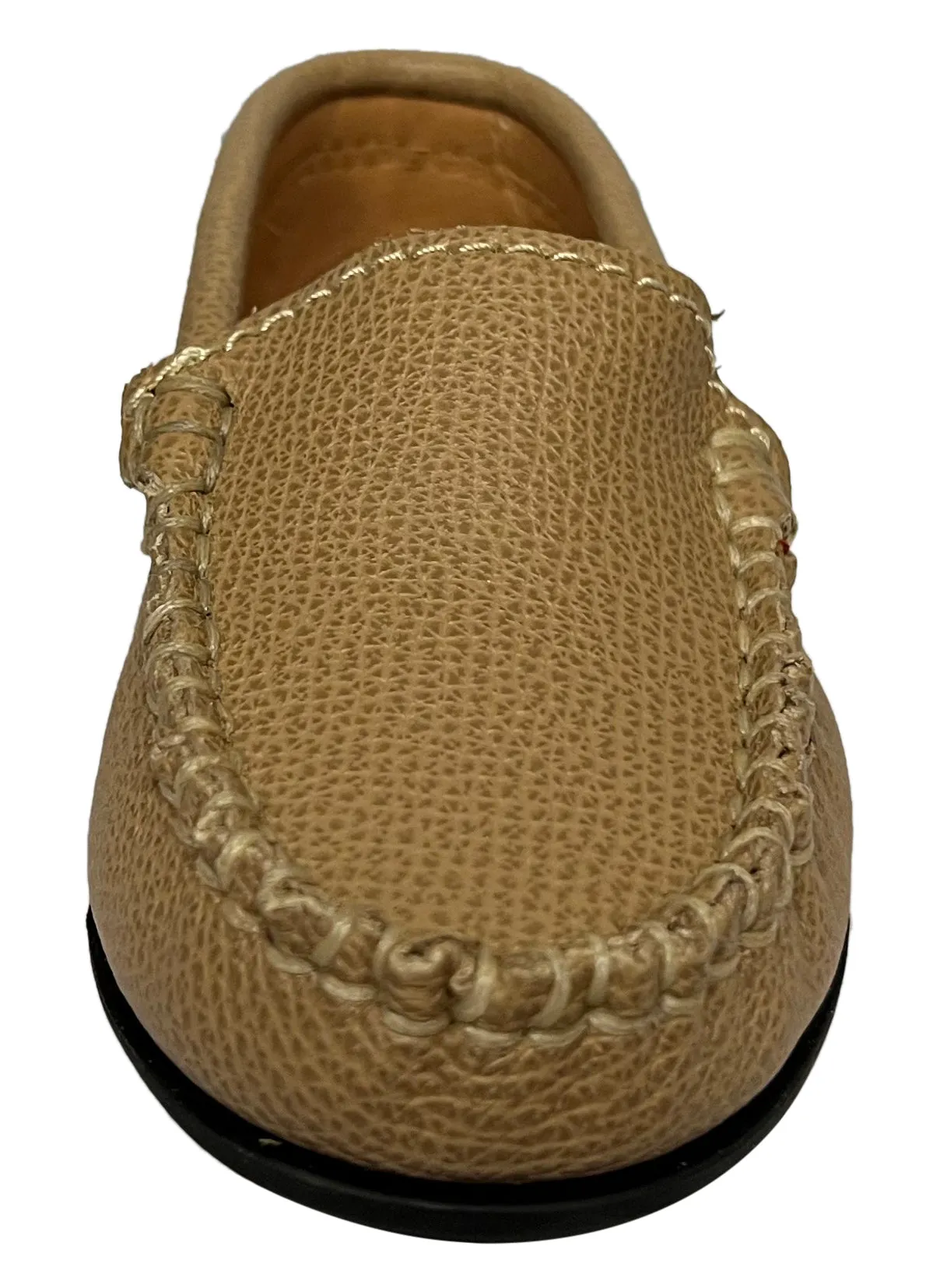 Atlanta Mocassin Boy's & Girl's Originals 015 Plain Vamp Loafers - Beige Little Grainy carefree step