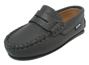 Atlanta Mocassin Boy's and Girl's Pebbled Leather Loafers, Grey classic edge