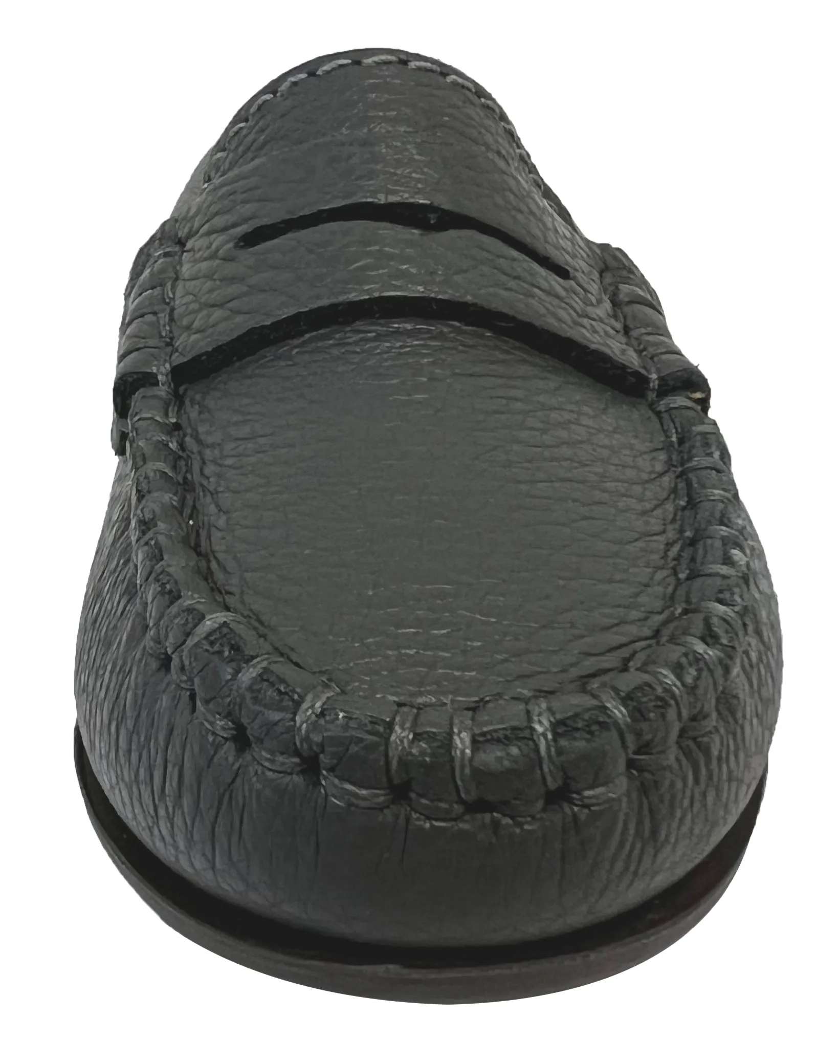 Atlanta Mocassin Boy's and Girl's Pebbled Leather Loafers, Grey fitted vibe