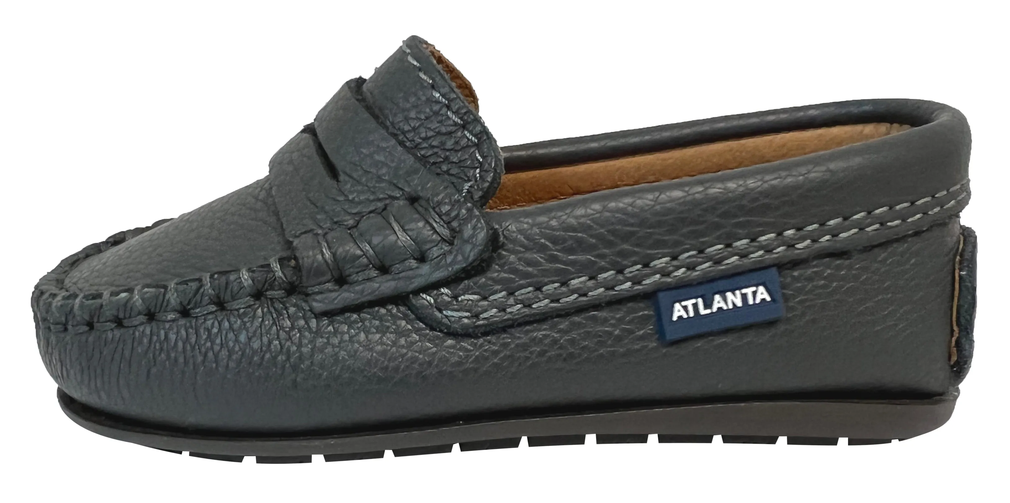 Atlanta Mocassin Boy's and Girl's Pebbled Leather Loafers, Grey fashion blend