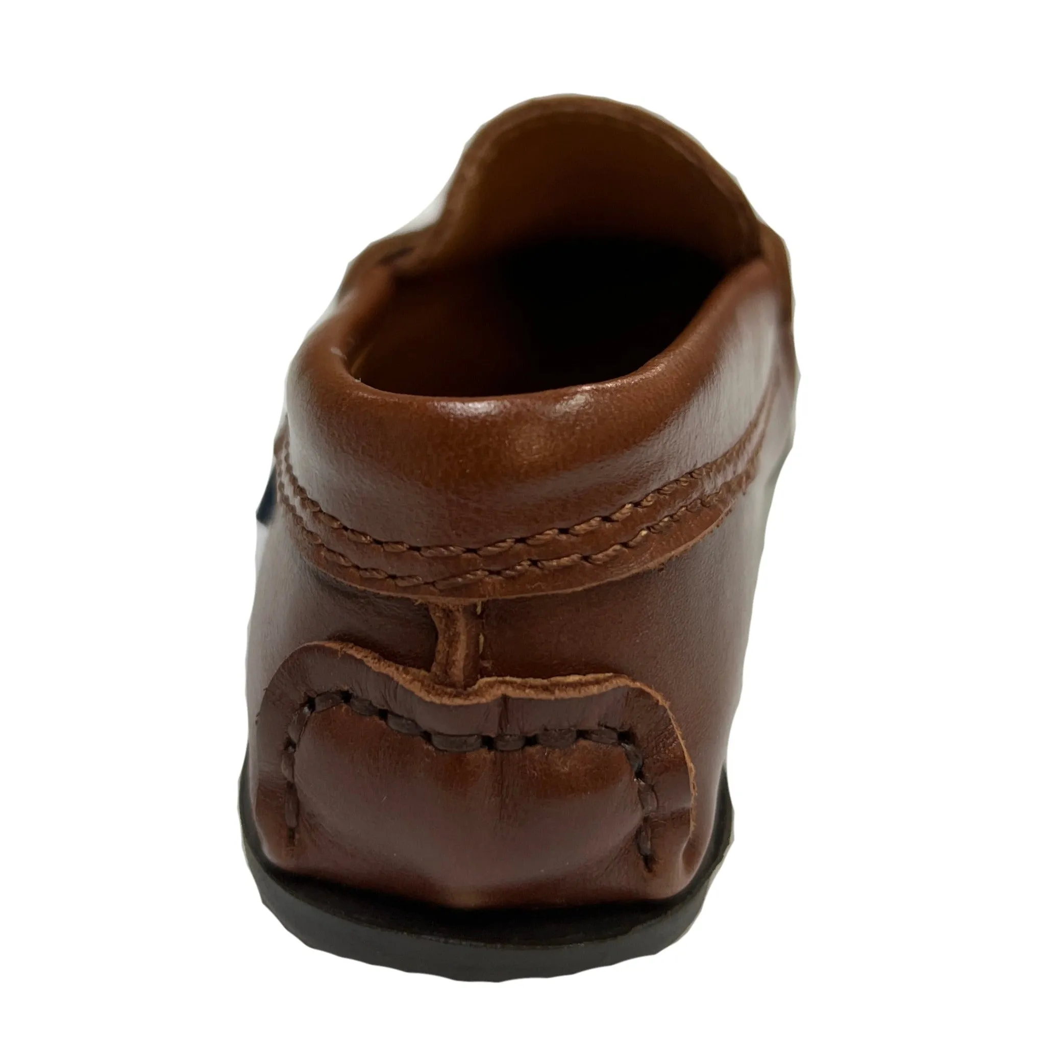 Atlanta Mocassin Boy's and Girl's Penny Loafer Leather Loafers, Camel Sierra Antik durable sole
