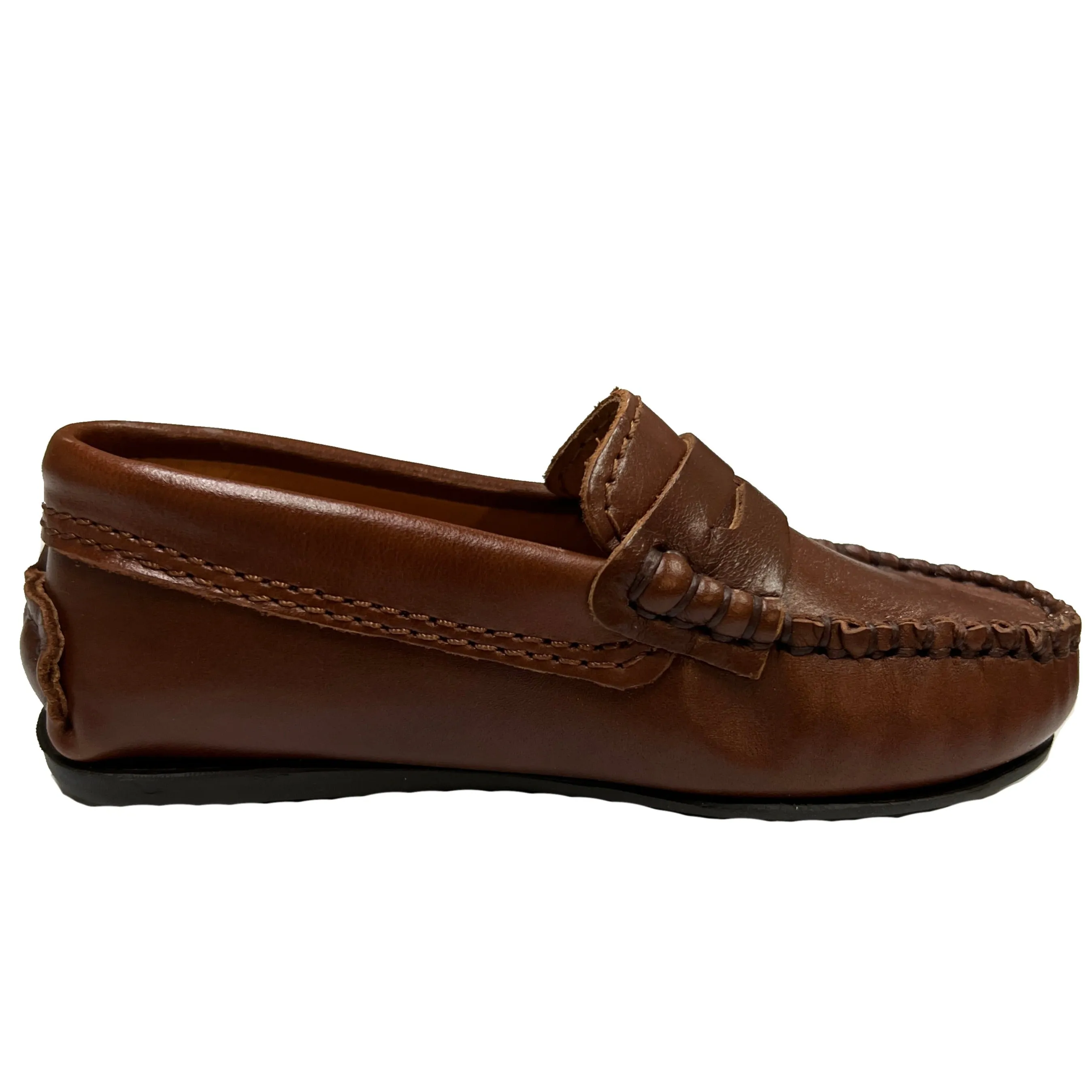 Atlanta Mocassin Boy's and Girl's Penny Loafer Leather Loafers, Camel Sierra Antik city walk