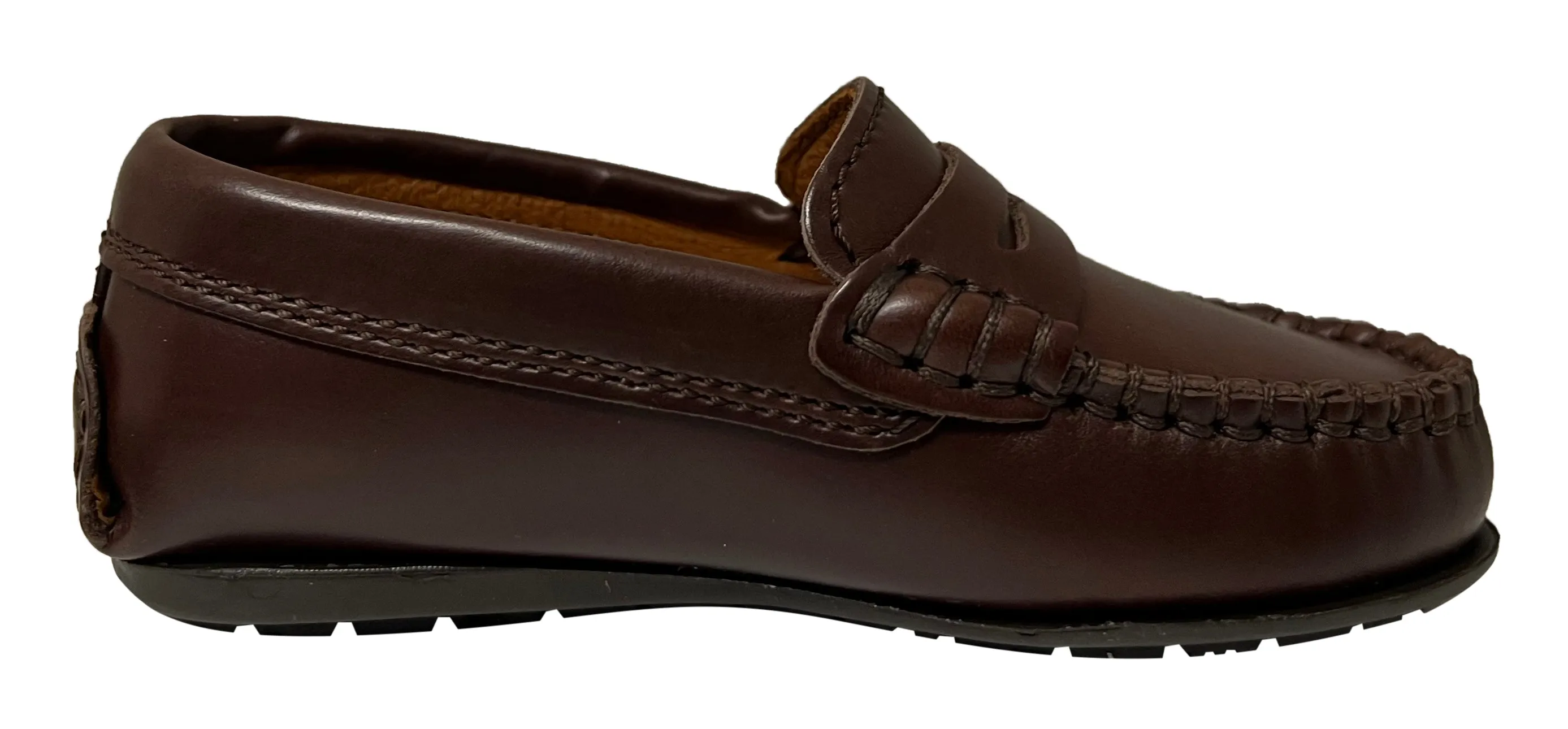 Atlanta Mocassin Boy's and Girl's Smooth Leather Penny Loafers, Brown Sierra Antik evening look