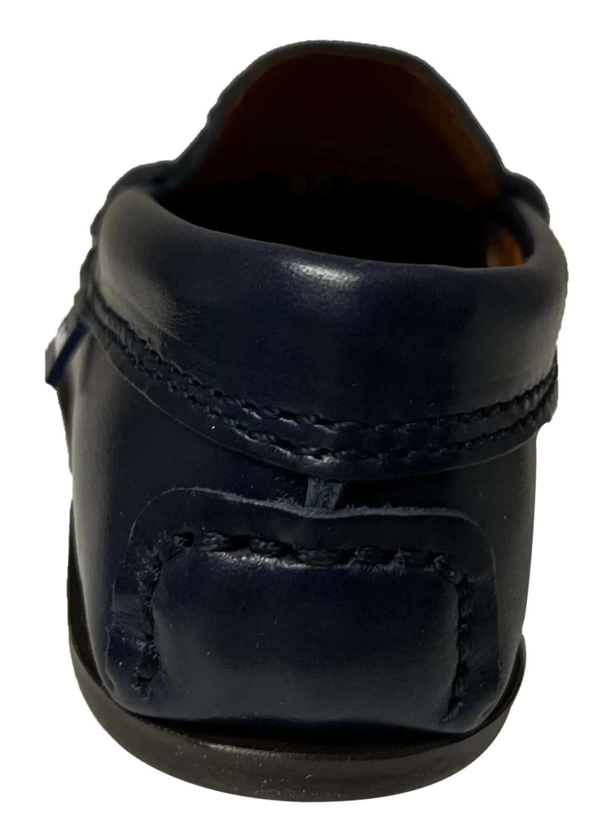 Atlanta Mocassin Boy's and Girl's Smooth Leather Penny Loafers, Navy Blue Sierra Antik fast fit