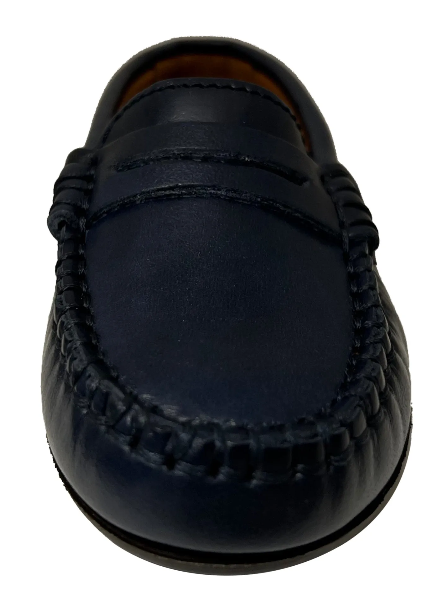 Atlanta Mocassin Boy's and Girl's Smooth Leather Penny Loafers, Navy Blue Sierra Antik quick pace