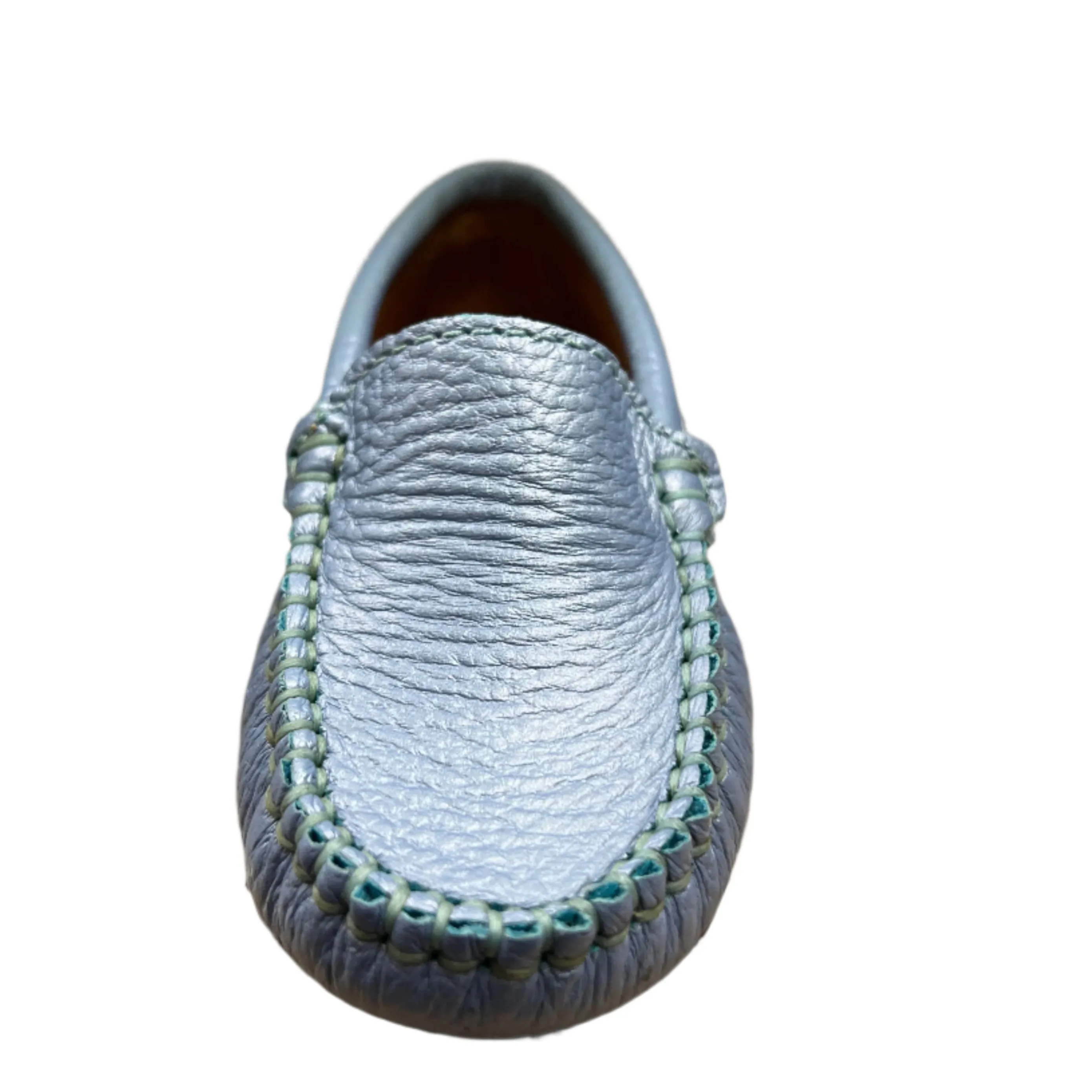 Atlanta Moccasin Boy's and Girl's Originals 015 Plain Vamp Loafers - Blue Cashemire Foggi metro edge