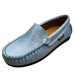 Atlanta Moccasin Boy's and Girl's Originals 015 Plain Vamp Loafers - Blue Cashemire Foggi easy match