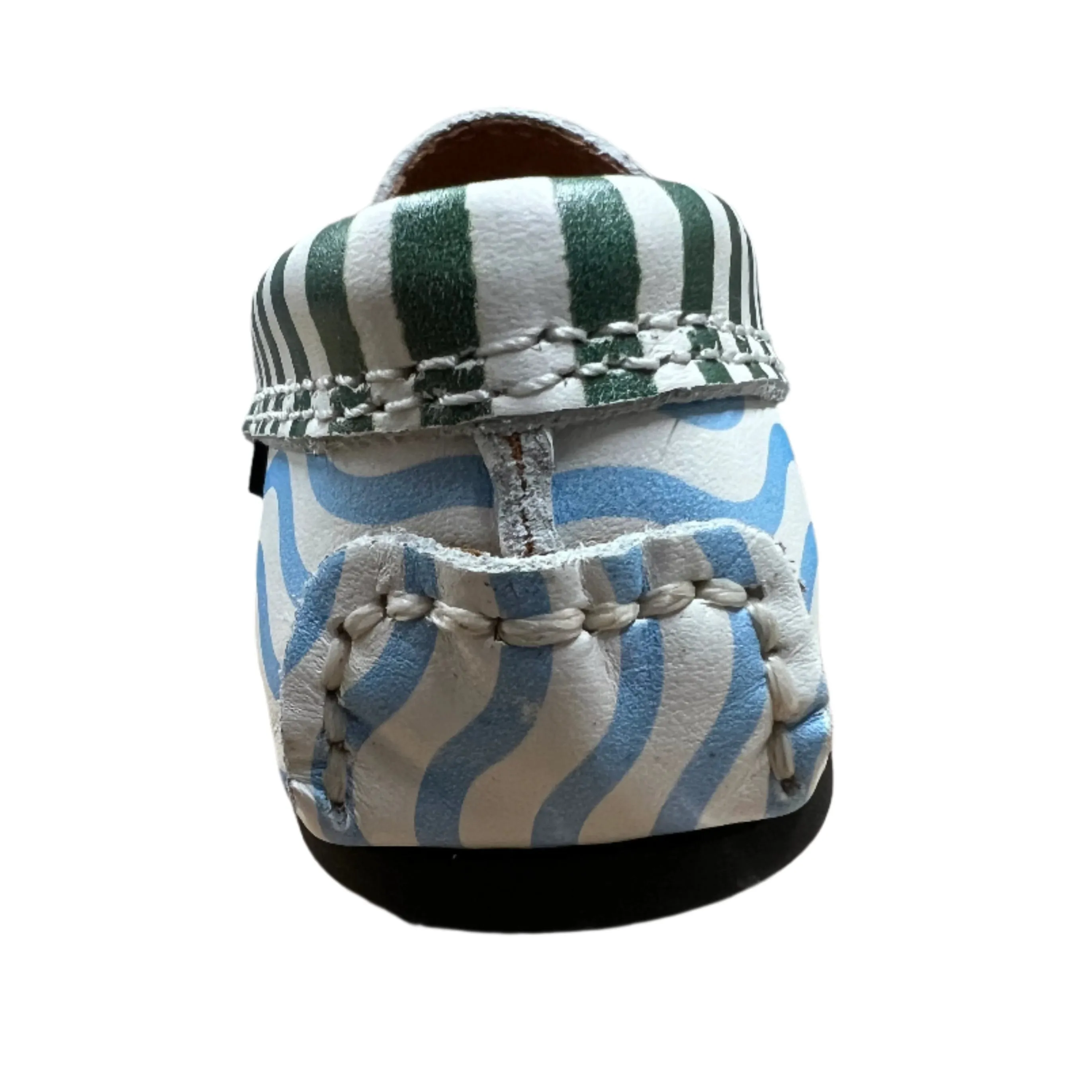Atlanta Moccasin Boy's and Girl's Originals 032 Penny Loafer - Print Wave Blue & St soft base