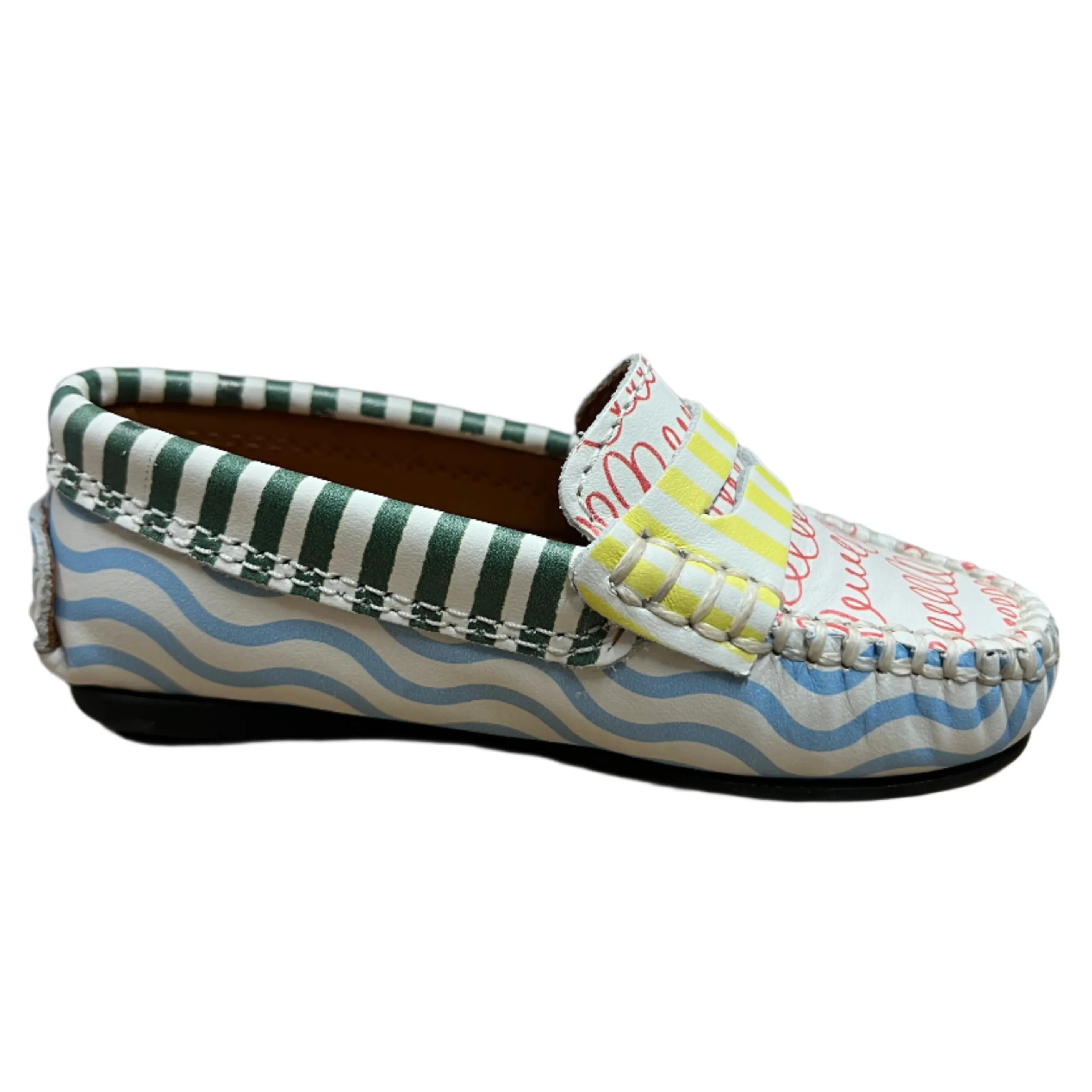 Atlanta Moccasin Boy's and Girl's Originals 032 Penny Loafer - Print Wave Blue & St refined build