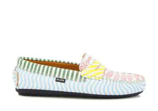 Atlanta Moccasin Boy's and Girl's Originals 032 Penny Loafer - Print Wave Blue & St fresh fit