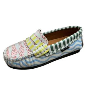 Atlanta Moccasin Boy's and Girl's Originals 032 Penny Loafer - Print Wave Blue & St cool feet