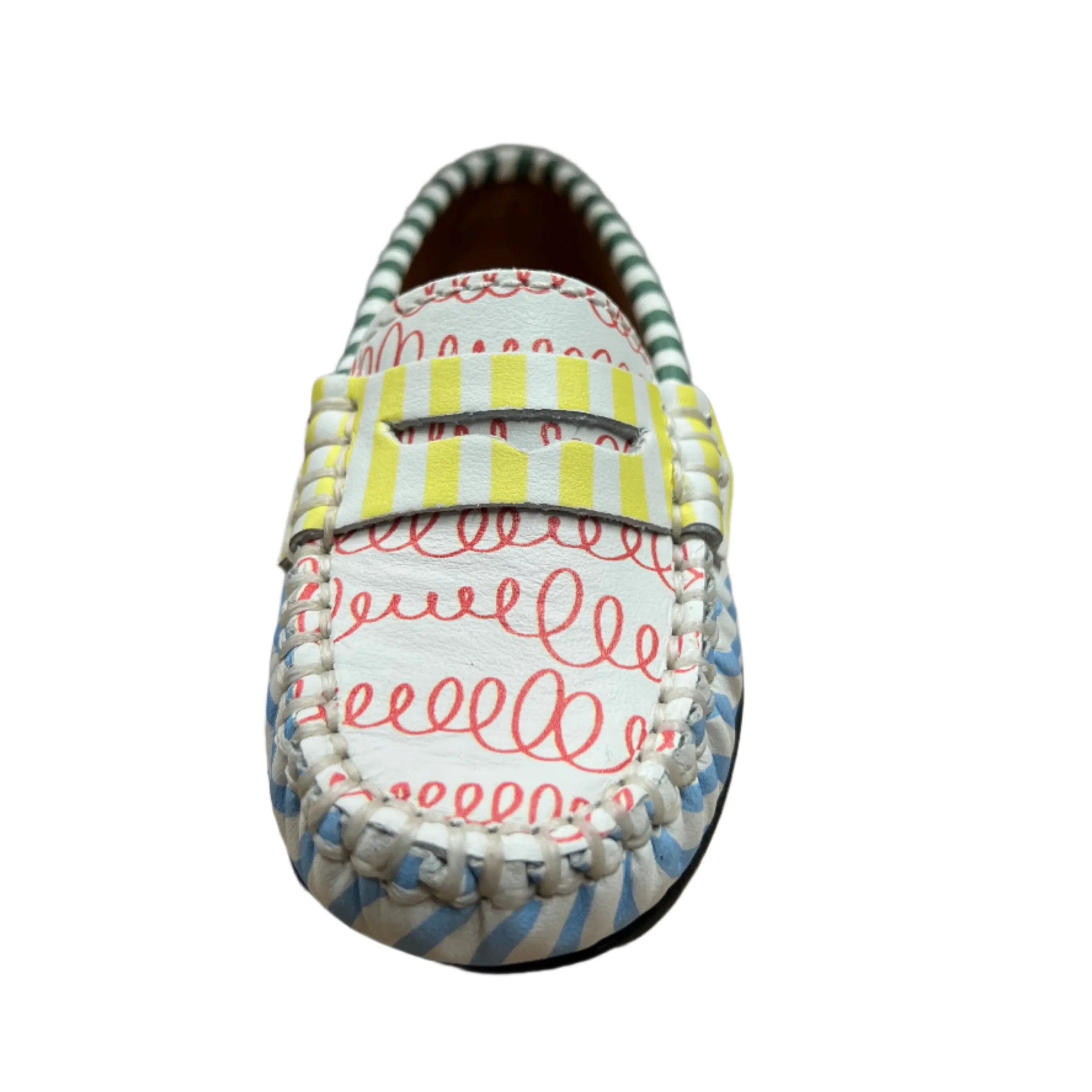 Atlanta Moccasin Boy's and Girl's Originals 032 Penny Loafer - Print Wave Blue & St walk ready