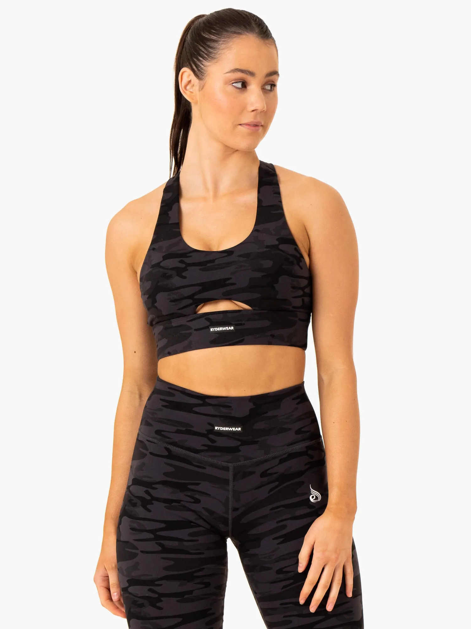 Base Racer Back Sports Bra - Black Camo Sport Specific