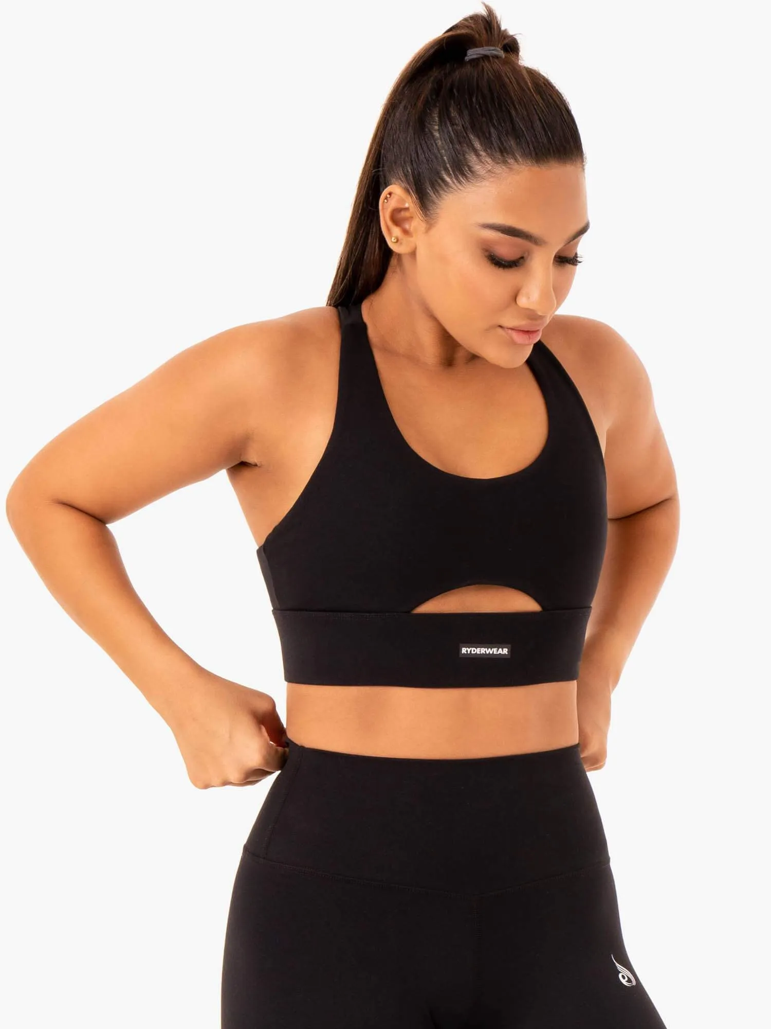 Base Racer Back Sports Bra - Black Slip Guard